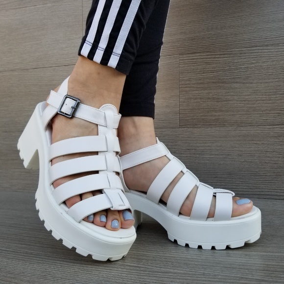 Open Toe 90's Grunge Look Chunky Summer Shoes - Picture 2 of 7